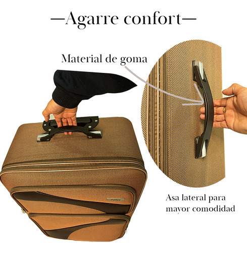 Juego 2 Maletas De Viaje Tela 24 Y 28 Pulgadas 20 Y 25 Kg Caqui 3002