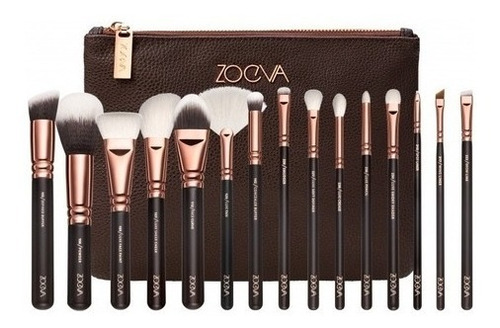 Brochas De Maquillaje Kabuki Zoeva 15 Pcs + Bolso De Cuero