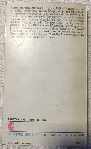 Libro El Paredón Carlos Martinez Moreno Uruguay