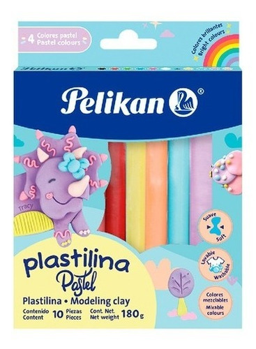 Plastilina Pelikan En Estuche X 10 Colores 180gms Cada Barra