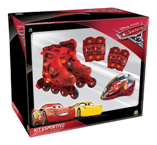 Kit Esportivo De Patins Disney Carros 3 Tamanho 33ao36 Dtc