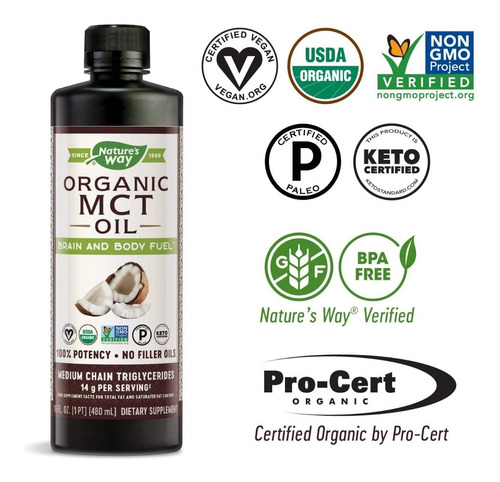 Aceite Mct Oil Orgánico Puro Coco Keto Vegano Paleo Importad