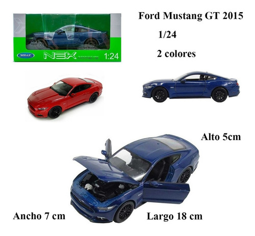 Auto Ford Mustang Gt Año 2015 Coleccion Welly Escala 1:24 St