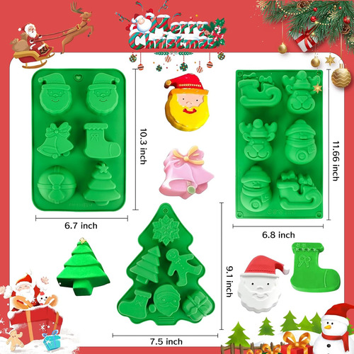 3 Moldes De Silicona Navideños De Lebery, Árbol De Navidad,