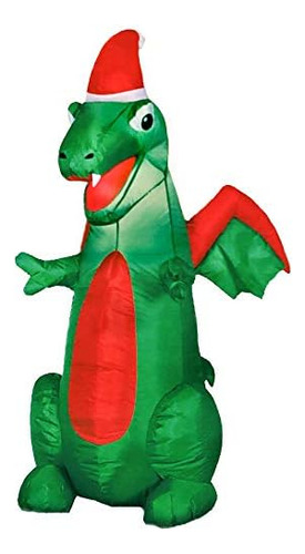 Christmas Dragon Inflatable 3.5 Tall Lighted Holiday Ya...