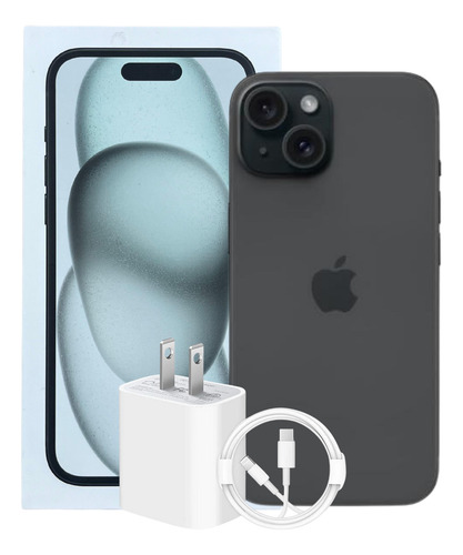 Apple Iphone 15 (128 Gb) - Negro Bandeja Sim Con Caja Original Negro (Reacondicionado)