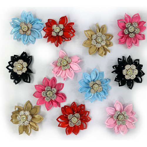 Set De 12 Broches Con Flores Para El Cabello - Estilo Único
