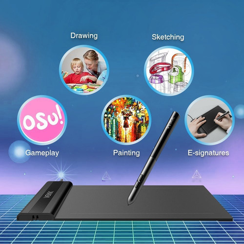 Tableta Gráfica Osu Veikk 6x4 Pulgadas 8192 Niveles Presión Color Otros