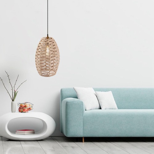 4 Uds. Lámpara Colgante Pantalla Estilo Retro Mimbre Ratán