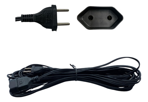 Cabo Prolongador Extensão Eletrica 10 Metros Bipolar 2x0,75 Cobertura Preto
