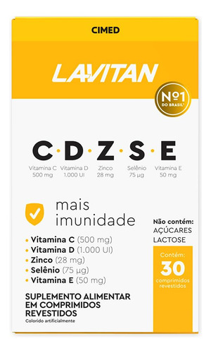 Suplemento Vitamínico Imunidade Cdzse Lavitan Sabor Sem Sabor
