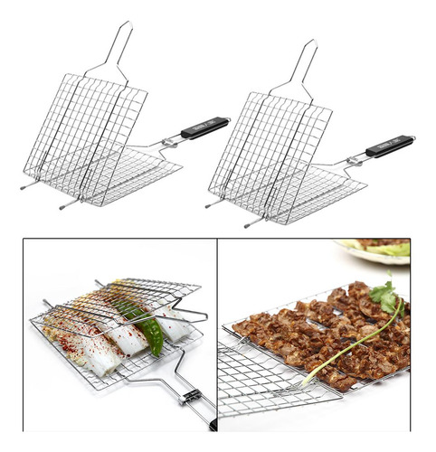 2x Parrillas Portátiles De Acero Inoxidable Para Acampar Al
