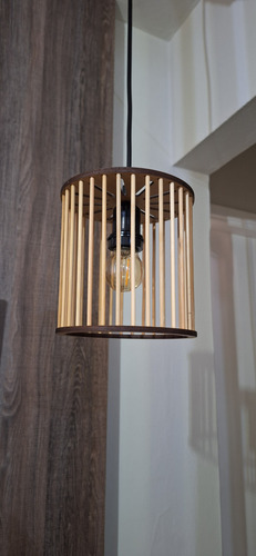Lustre Luminaria Pendente Mdf Bambu Cor Natural Mdf E Bambu