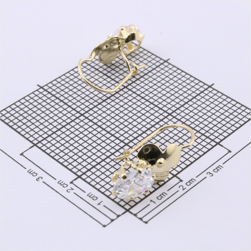 Aretes Lujo Oro Sólido 10k Flor Trébol Suerte Zirconias Aida