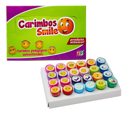 Carimbo Autoentitado Pedagógico Smile Caixa C/ 24 un Yes
