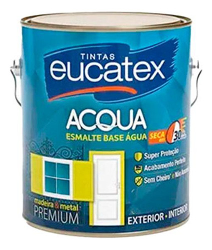 Tinta Esmalte Eucatex Brilho Base Agua.3,6 Platina