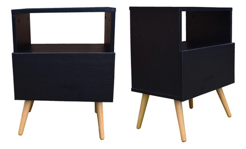 Burós Mesas De Noche Hogare Mónaco Set De 2 Estilo Moderno Mate Negro