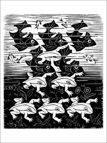 Lamina Fine Art Peces Y  Ranas Escher 30x40  Myc