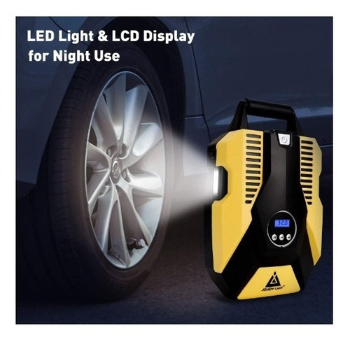 Inflador Portátil Digital Neumáticos Con Luz Led 12 V Cc