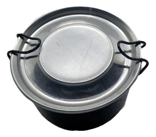 Marmita Redonda Alumínio Preto - 300 Ml Com Trava 10 Cm