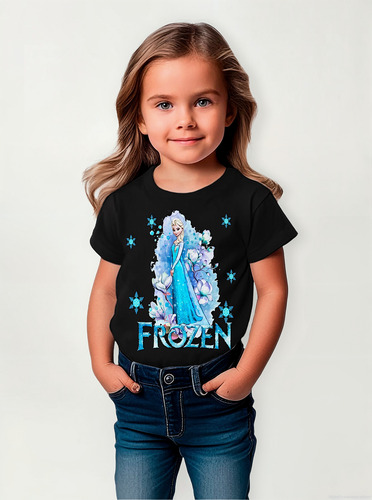 Polera Estampada 100% Algodón Niña Frozen