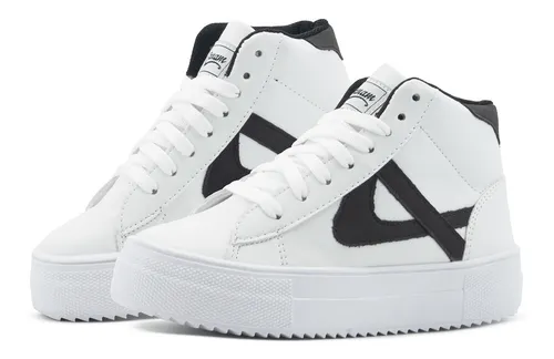 Tenis Panam Bota Juvenil Agujeta Blanco Negro 22 26 Env o gratis