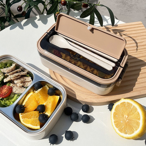 Doble Grado Alimenticio Acero Inoxidable Aislado Lunch Box Una Sola Capa 700ml