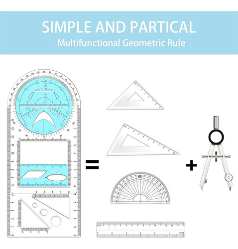 Regla Geométrica Multifuncional, Plantilla De Dibujo Geométr