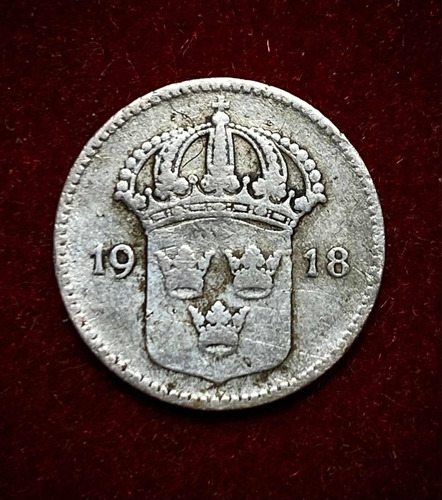 Moneda 10 Ore Suecia 1918 Km 780 Plata 0.400 Escudo Coronas