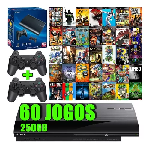 Ps3 Console Super Slim 2 Controles 50 Jogos Gta Minecraft Fifa Pes