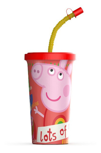 Vaso Sport Plástico Con Sorbete Peppa Pig