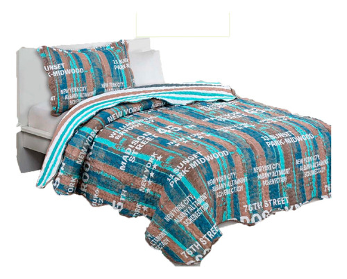 Cubrecama Juvenil Quilt Cover 1 1/2 Plazas Estampado Joven