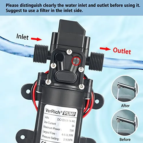 Bombas De Agua Verrich De 12 V, Bomba De Diafragma 1/2, Cone