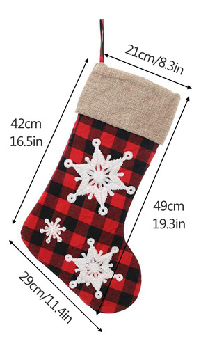 Calcetín Navideño A Cuadros Con Forma De Copo De Nieve