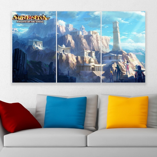 Cuadro Triptico Saint Seiya Awakening Santuario Art Canvas