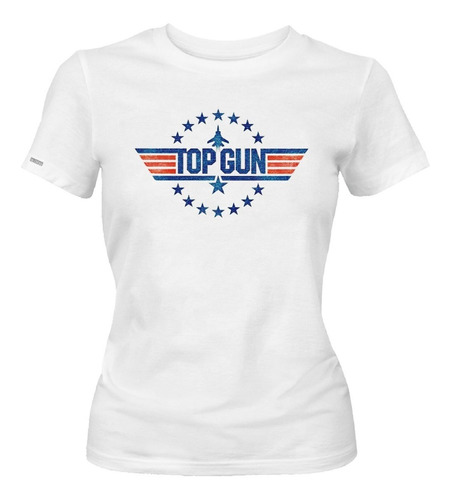 Camiseta Top Gun Maverick Logo Estrellas Pelicula Mujer Idk