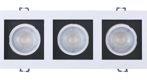 Spot Led Triplo Taschibra Frame Embutir Quadrado 3xmr16 15w Estrutura Luz Quente 3000k