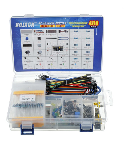 Bojack 37 Values 480 Pcs Electronics Component Fun Kit With