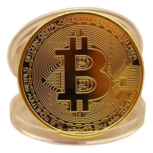 Moneda Bitcoin Física De Metal Coleccionable Con Cápsula