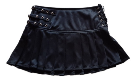 Pollera Pisada Ojalillos Hebillas Dark Goth Gótica Negra 1 S