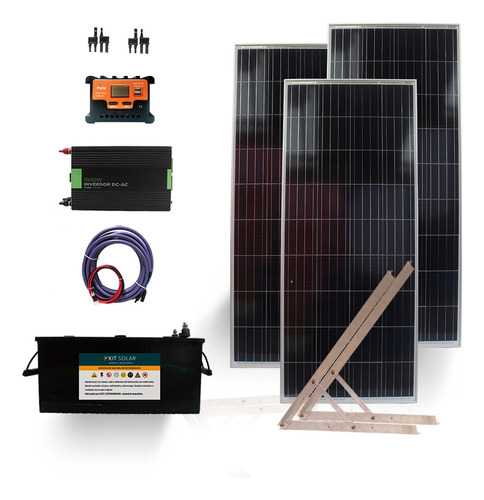 Kit Solar Con Inversor 1500w 3 Paneles 160 Bateria 220a K17