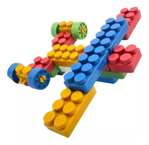 Blocos De Montar Com Balde Brinquedo Educativo E Didático 112 Peças Brinquedo Infantil Interativo