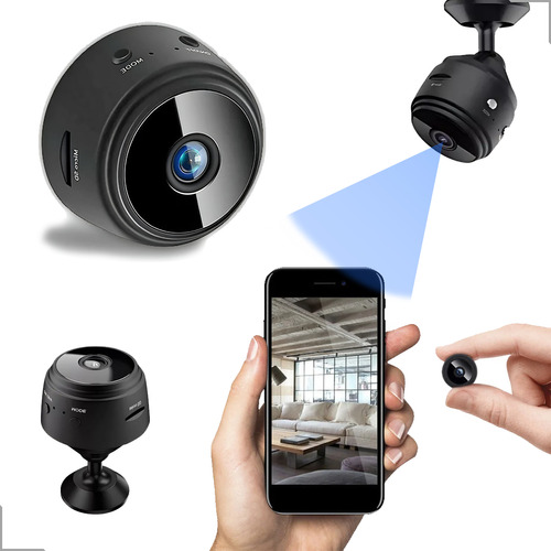 Mini Câmera Espiã Segurança A9 Wifi Sensor E Visão Noturna Cor Preto