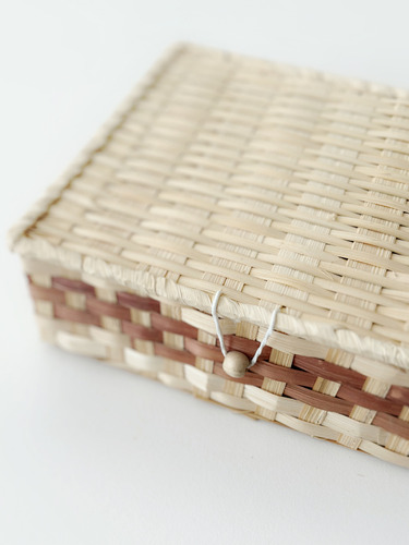 Caja / Baúl Con Tapa De Bambú - Mediana 26x24x9cm