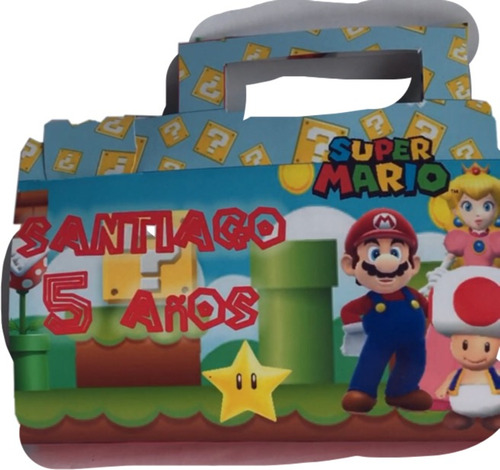 Souvenir Sorpresitas Cumple Mario Bros Mini Maleta Colorear