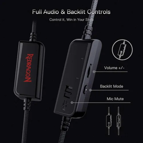 Auriculares Para Juegos Con Cable Redragon H350 Rgb, Respald