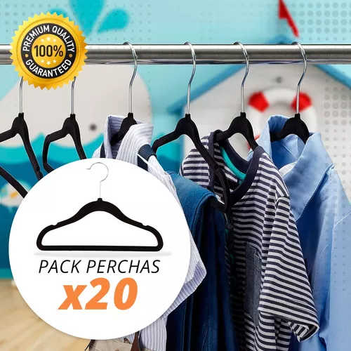 Pack 20 Perchas Terciopelo Ultra Delgadas Antideslizantes