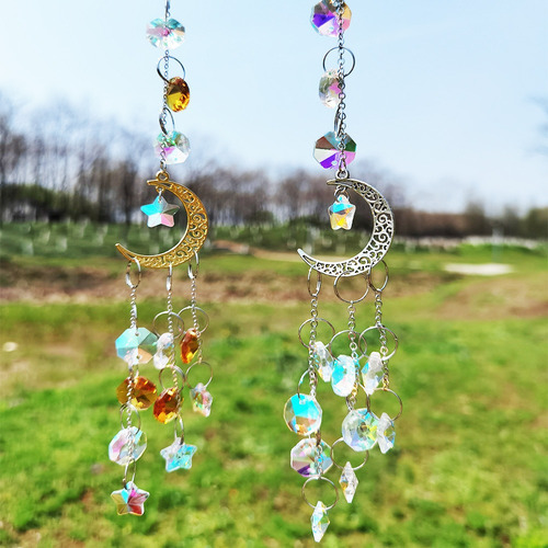 3pk Campanillas De Viento Atrapasueños Estrella Luna Cristal