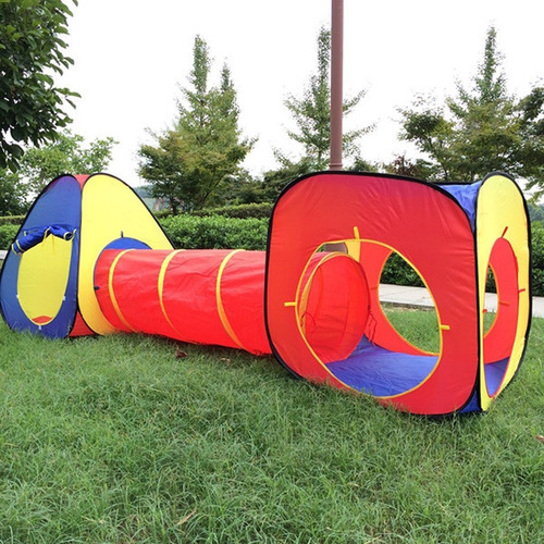 Imagen 4 de 10 de Carpa Infantil Doble Con Túnel Pelotero Grande Colores Atrix