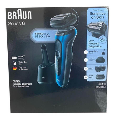 Afeitadora eléctrica Braun Series 6 Senso Flex 6090 cc, color negro, 110 V/220 V